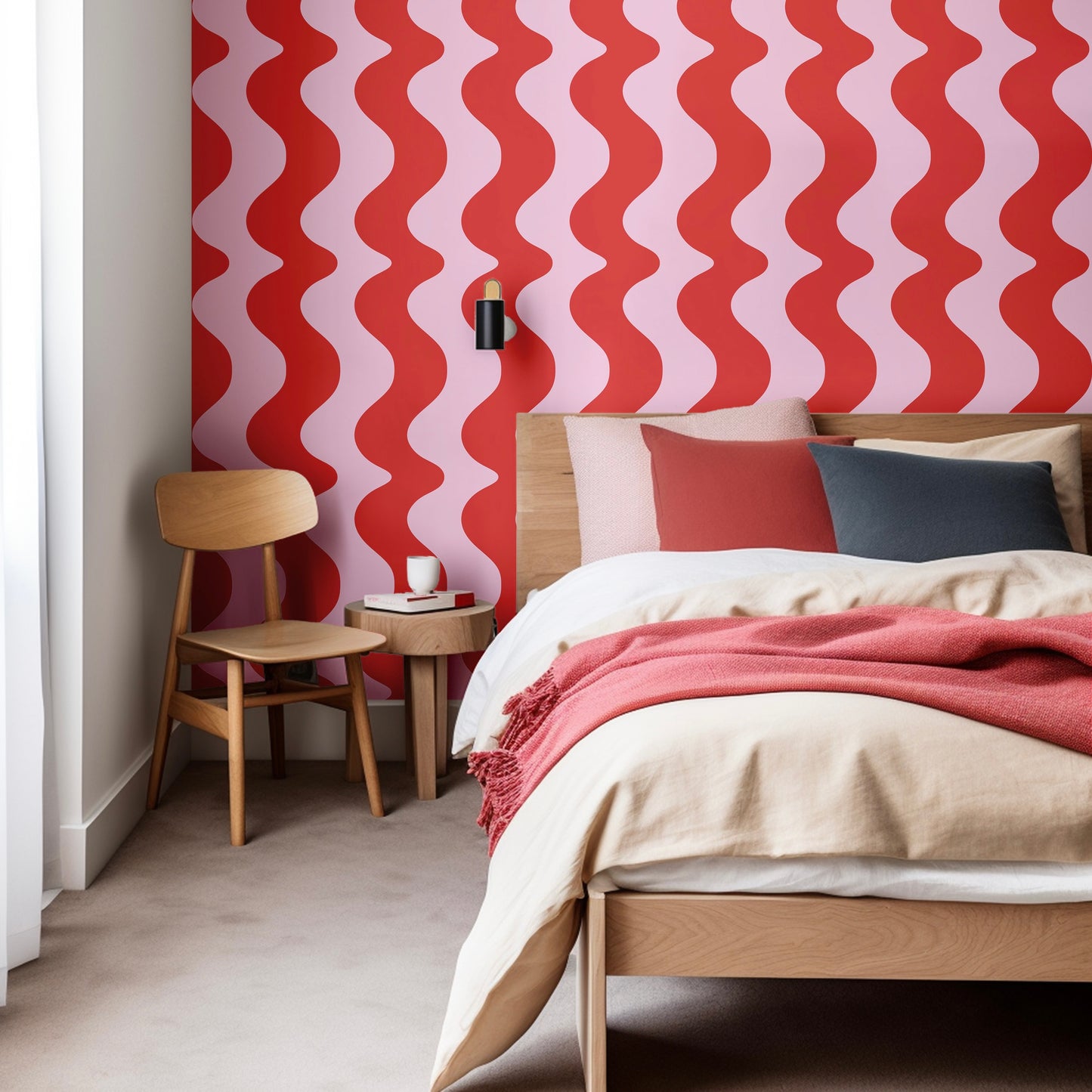 Pink and red wavy wallpaper