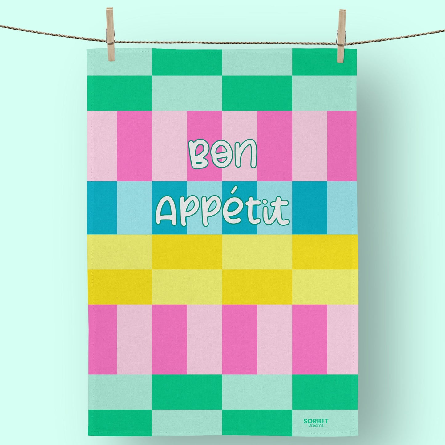 bon appetit kitchen tea towel colourful dopamine decor quirky home gift new couple gift