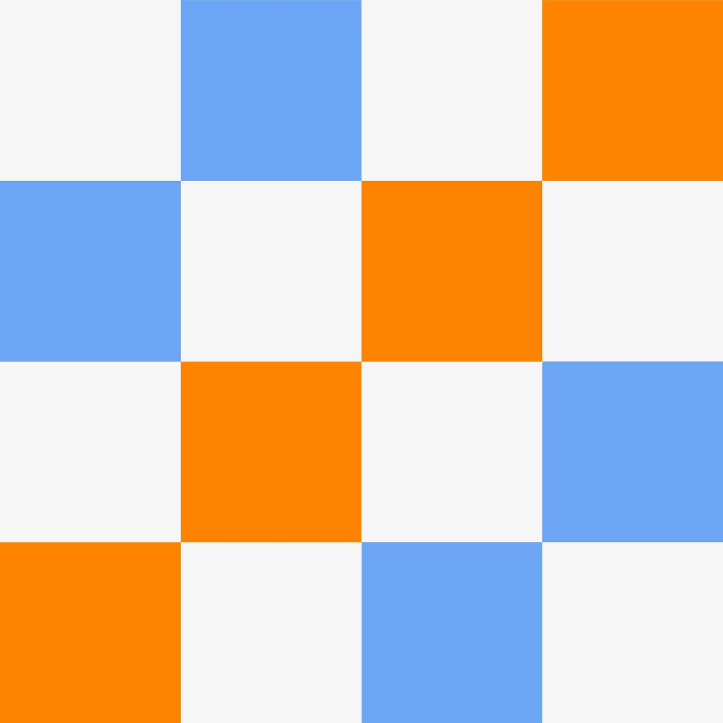 ‘Checkmate’ Checkerboard Wallpaper in Scandi Blue and Orange