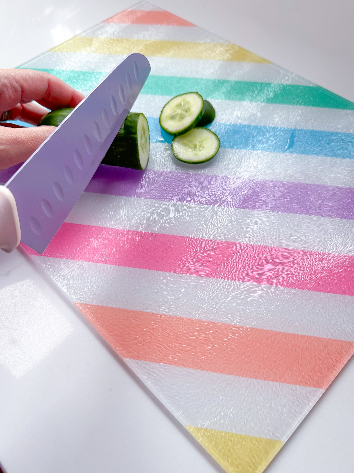 Rainbow Glass Chopping Board | Worktop Saver