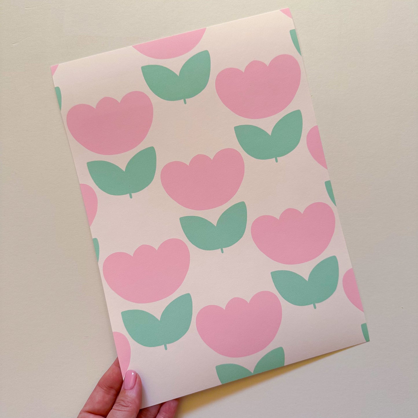 Marta’s Tulips Wallpaper in Pink Candy and Pistachio