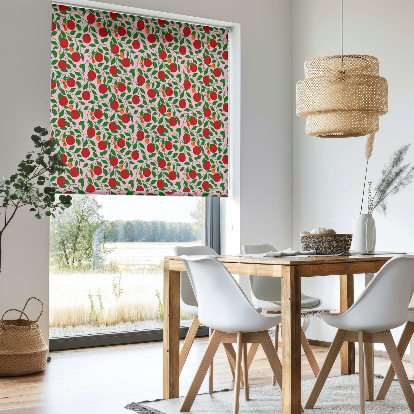 ‘Tumbling Tomatoes’ fabric in pink