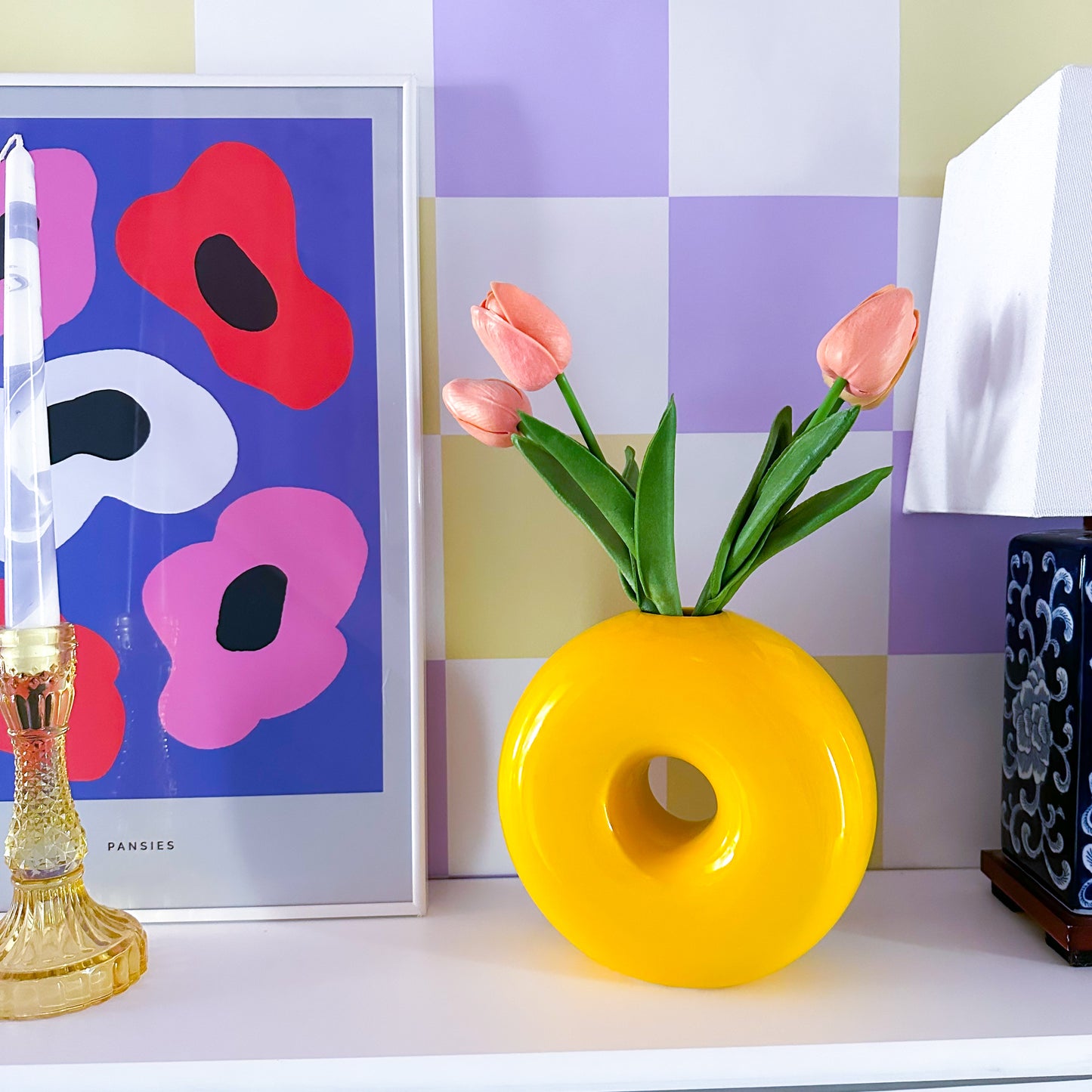 yellow purple checkerboard wallpaper retro vintage