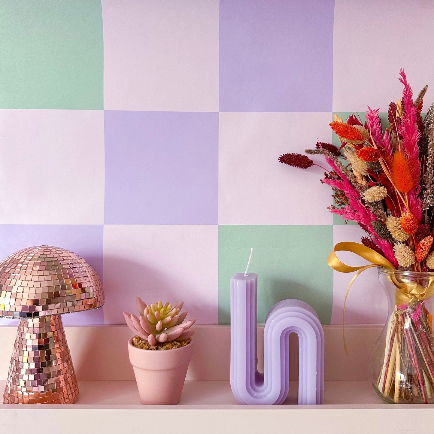 pastel checkerboard green purple pink wallpaper