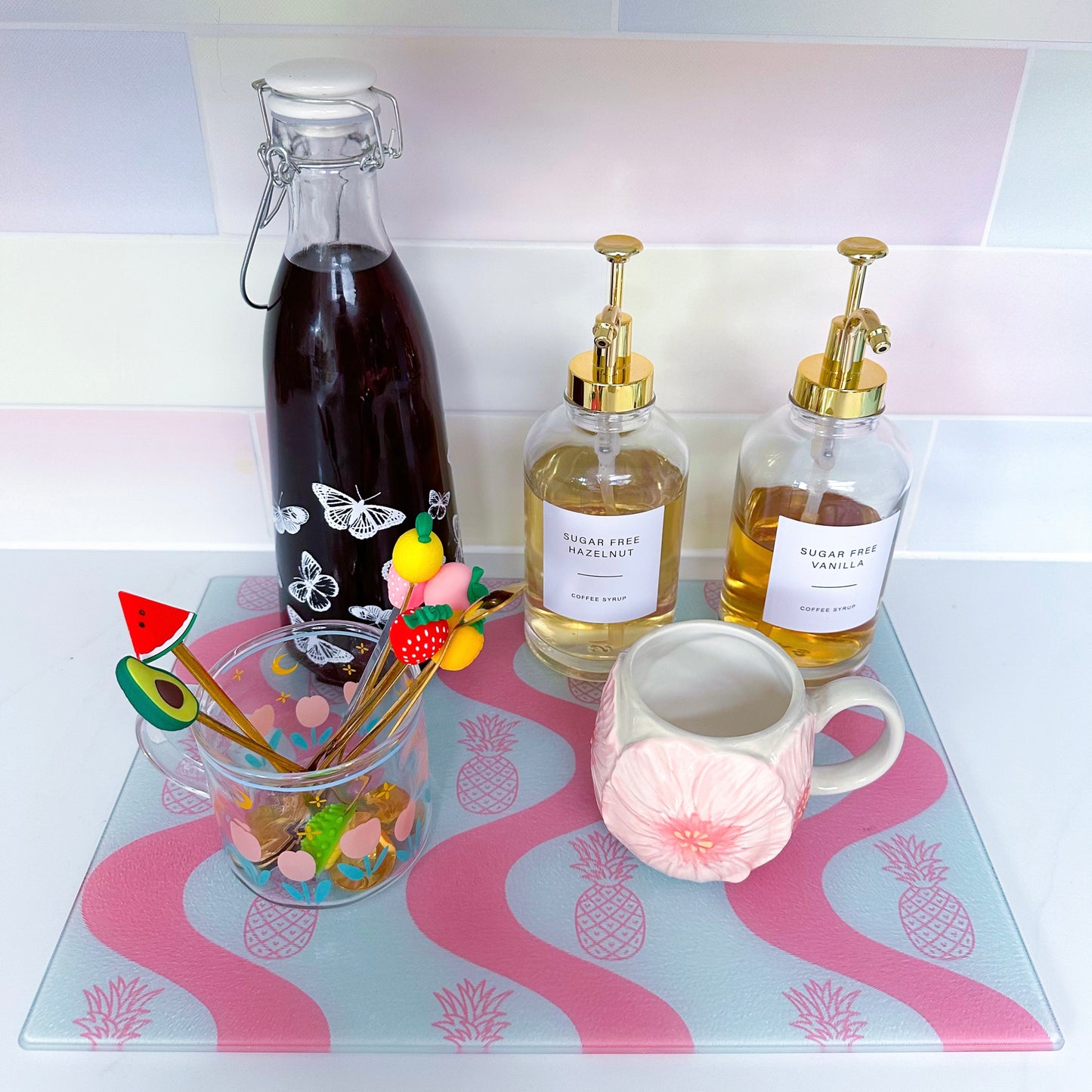pineapple glass chopping board worktop saver