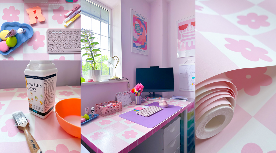 How to upcycle your Ikea desk with wallpaper