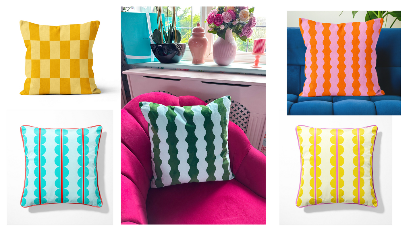 colourful velvet cushions