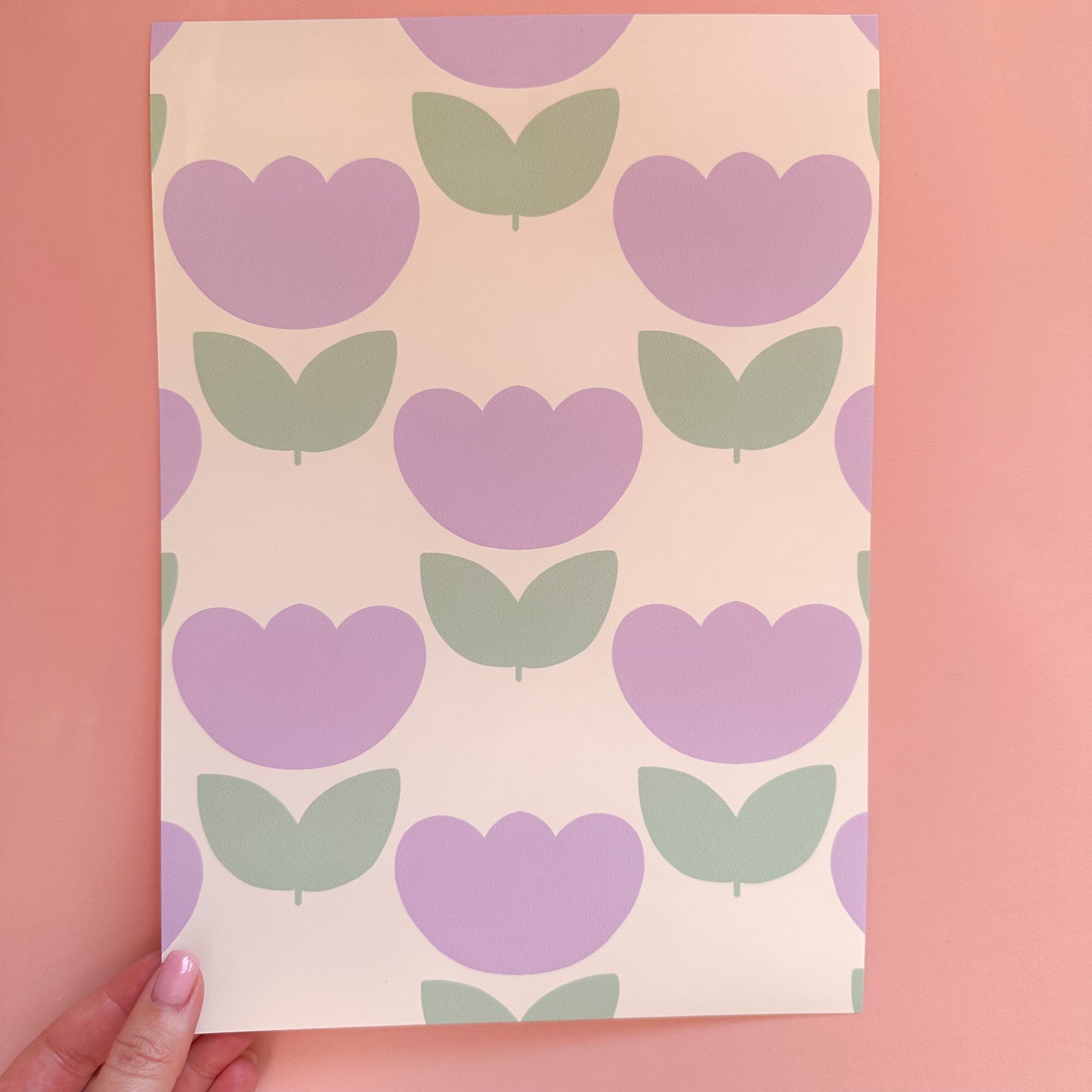 Marta’s Tulips Wallpaper in Lavender and Pistachio