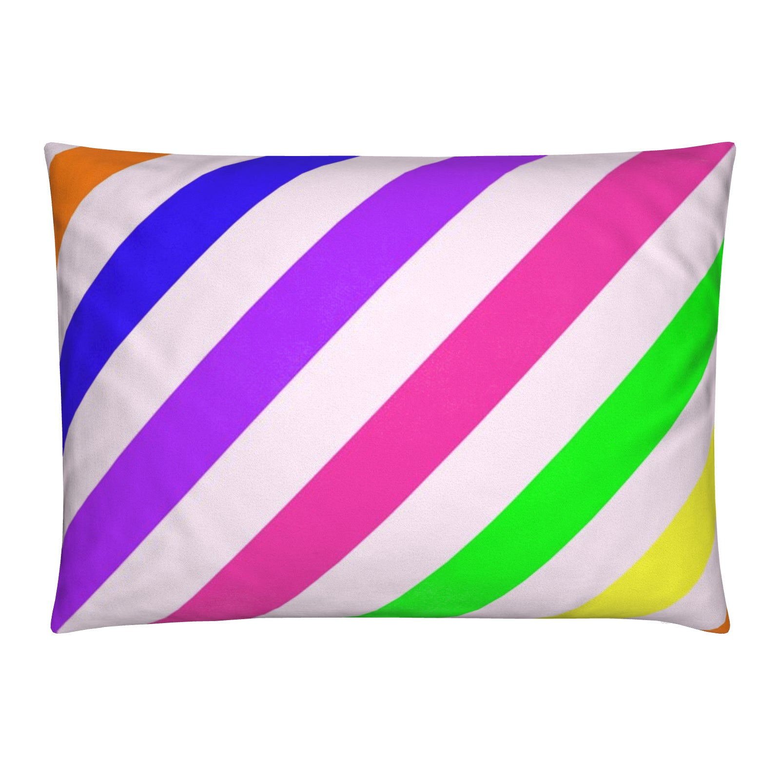 Neon rainbow velvet cushion