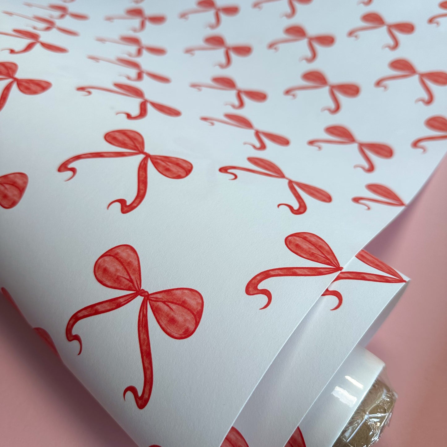 'A Bowtiful Day' Wallpaper in Red | Red Watercolour Coquette Bows wallpaper