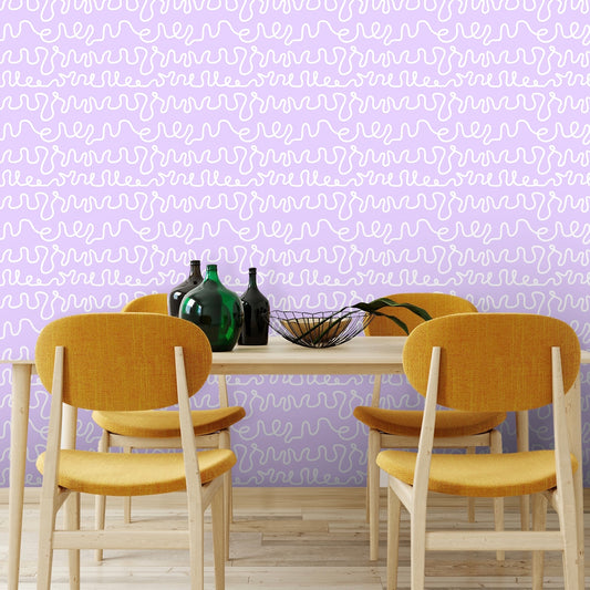Squiggle Wallpaper in light lavender