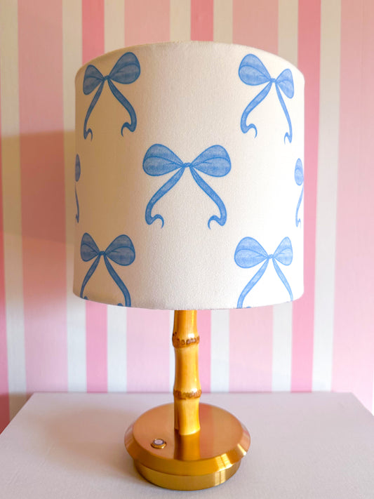 Blue bow pattern lampshade, girls bedroom lampshade, romantic lamp, nursery lamp shade, luxury lampshade