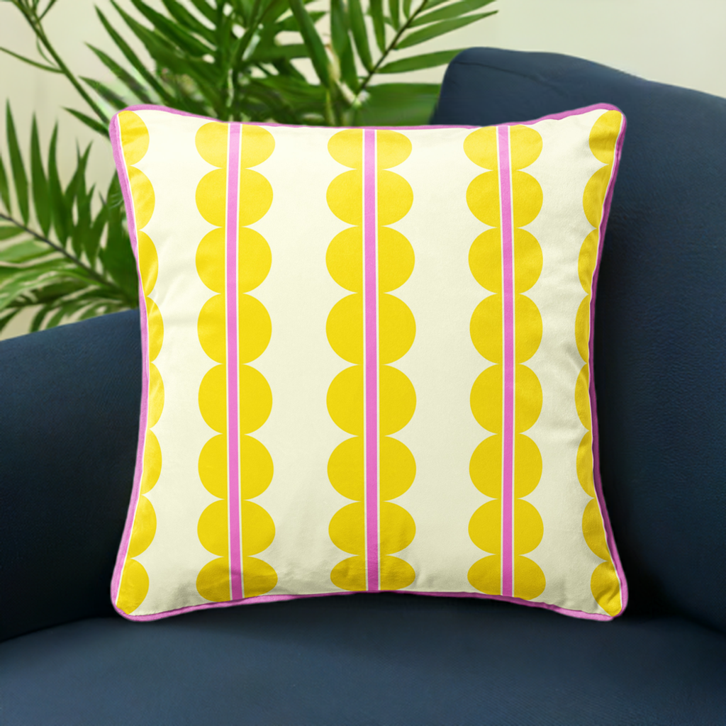 yellow and pink cushion designer luxury homeware