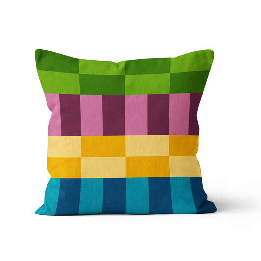 multi colour velvet cushion square trendy modern checkered design unique stylish dopamine