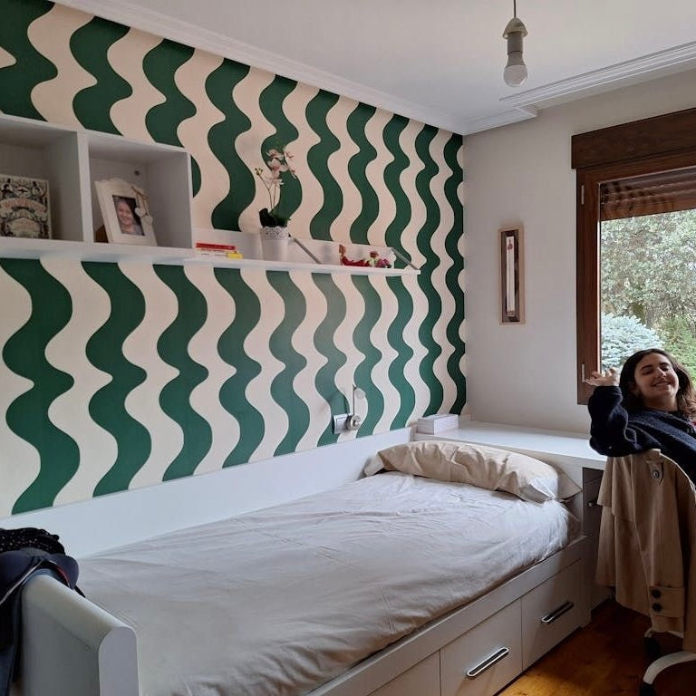 green wavy abstract wallaper for bedroom customer photo dark forest green