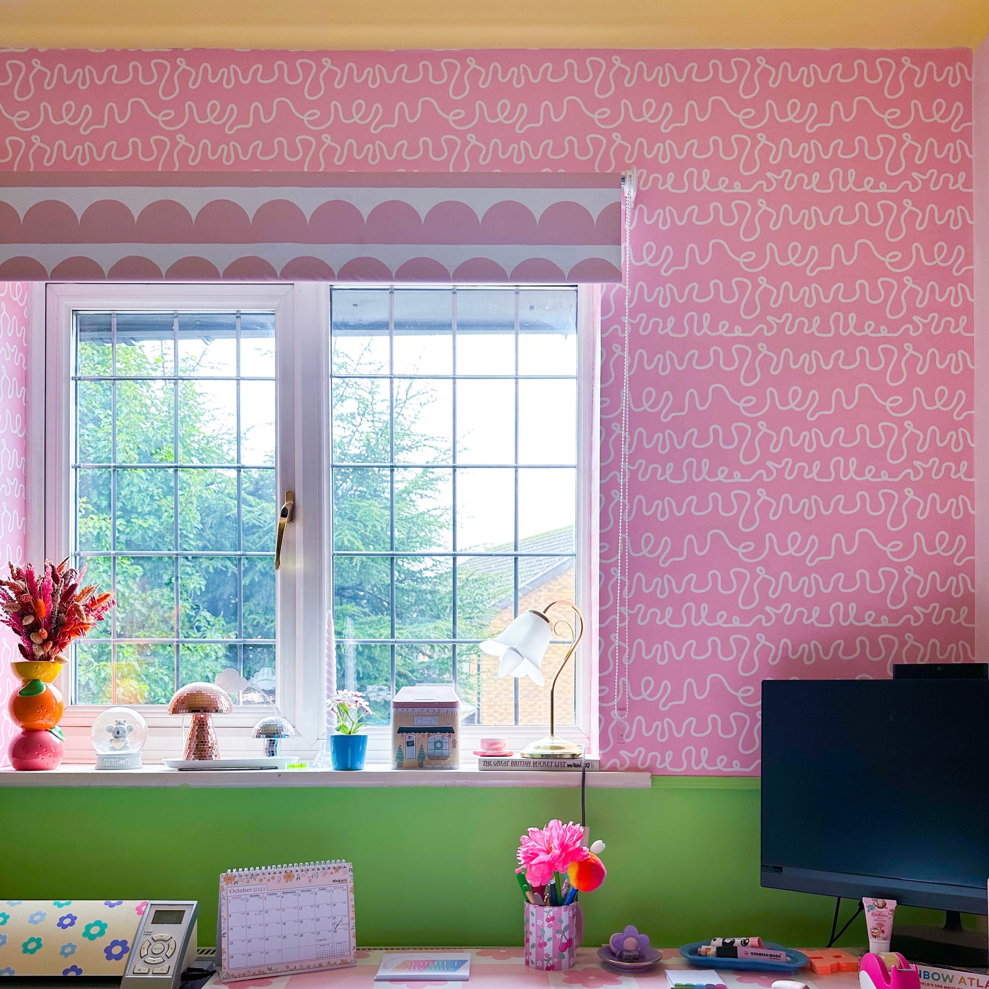 pink home office wallpaper for girls