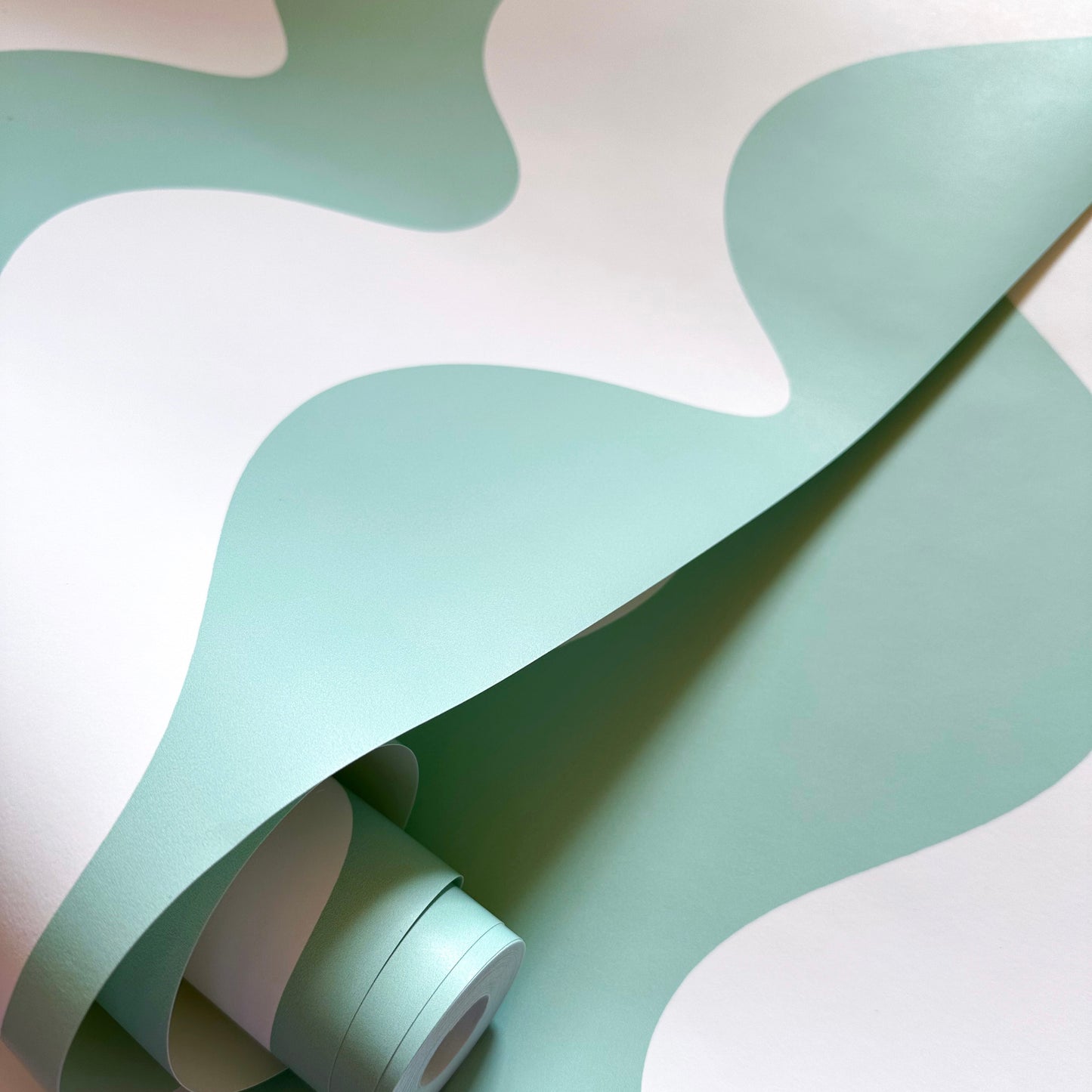 On The Same Wavelength Wallpaper in Pistachio | Wavy Wallpaper in pastel green colour