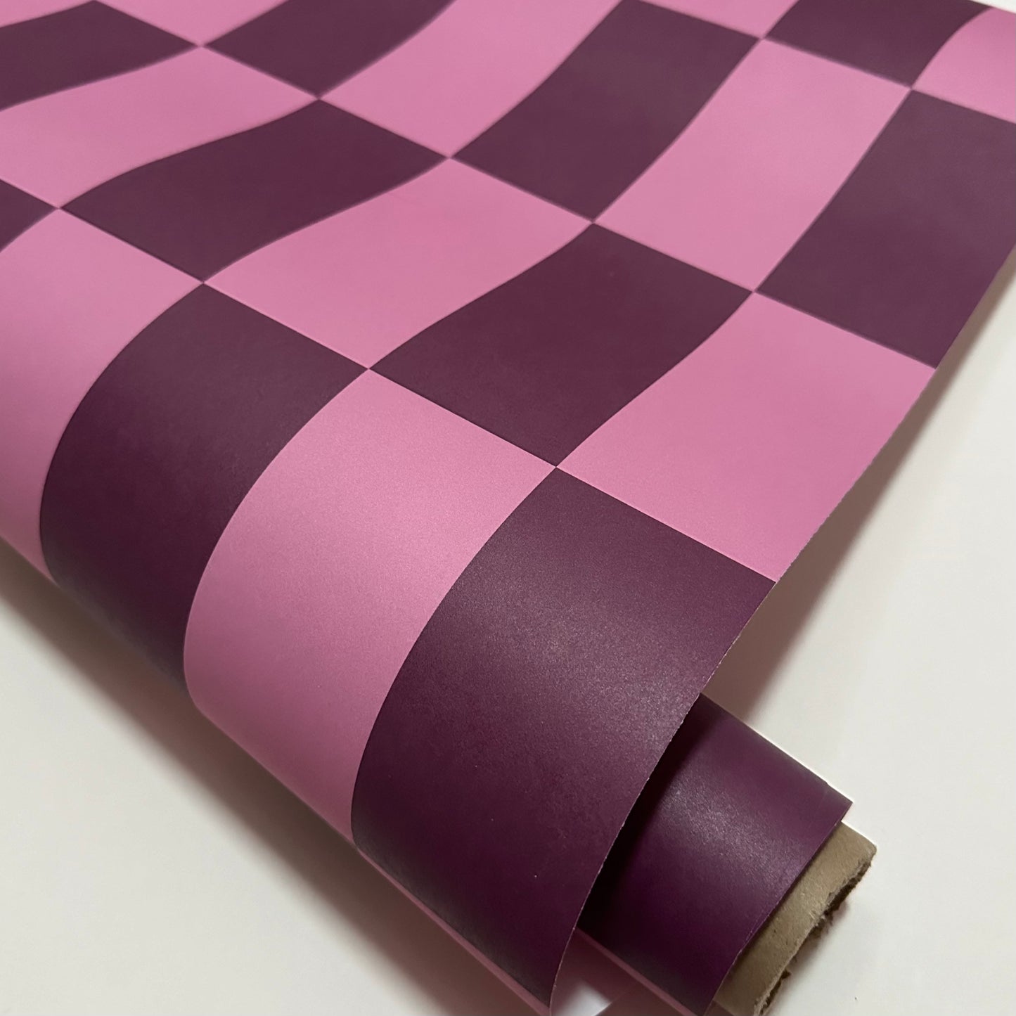 ‘Checkered Chic’ vintage inspired wallpaper in raspberry