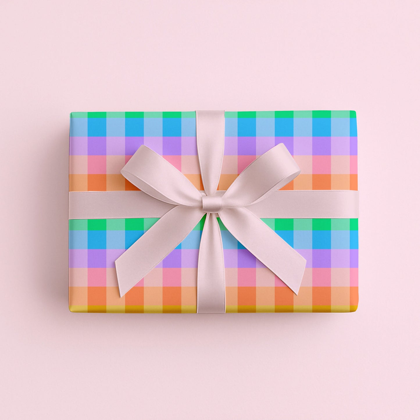 rainbow gingham gift wrap, rainbow packaging, pastel wrapping paper, christmas wrapping paper
