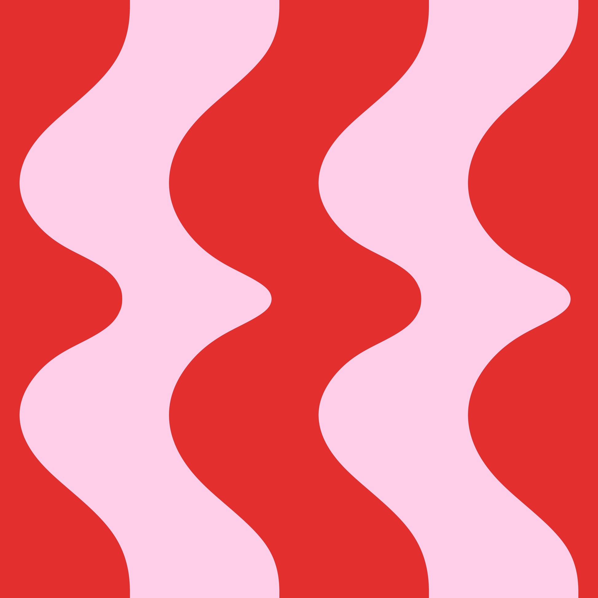 Scandi wallpaper in pink and red with wave pattern for living room