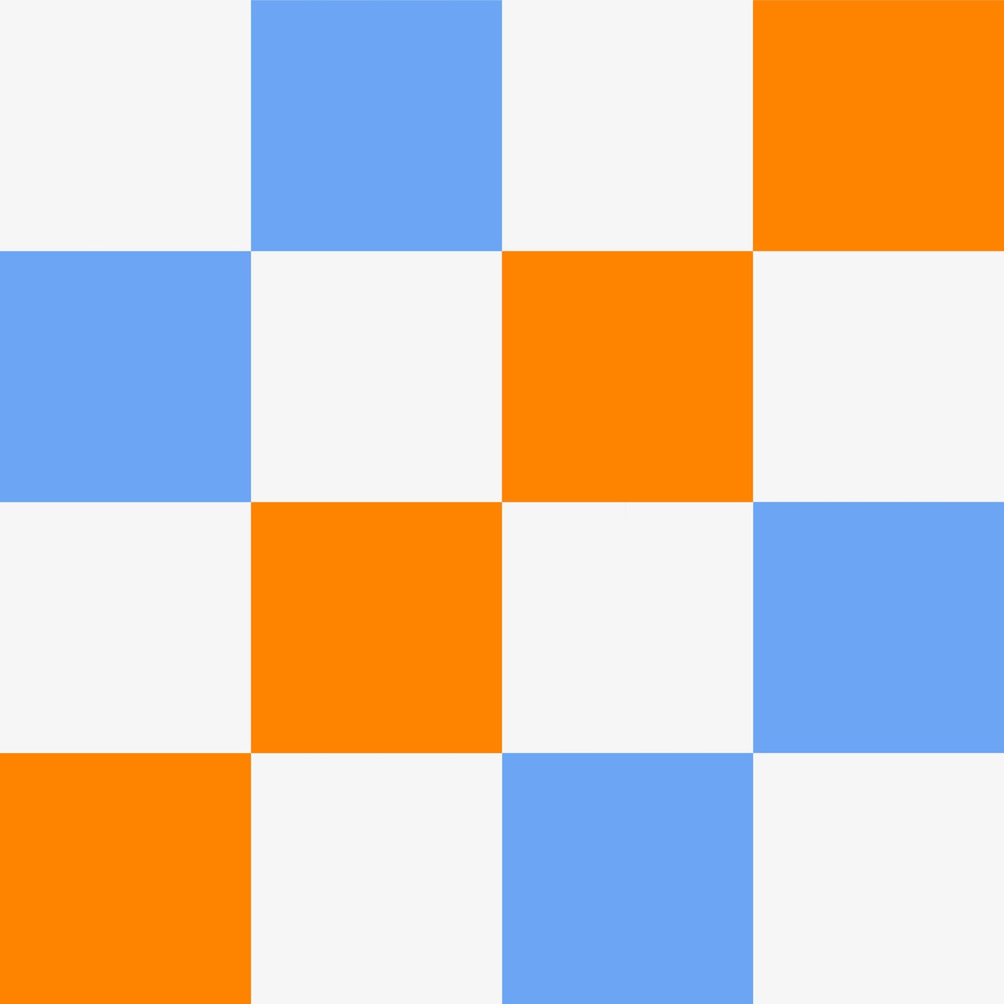 ‘Checkmate’ Checkerboard Wallpaper in Scandi Blue and Orange