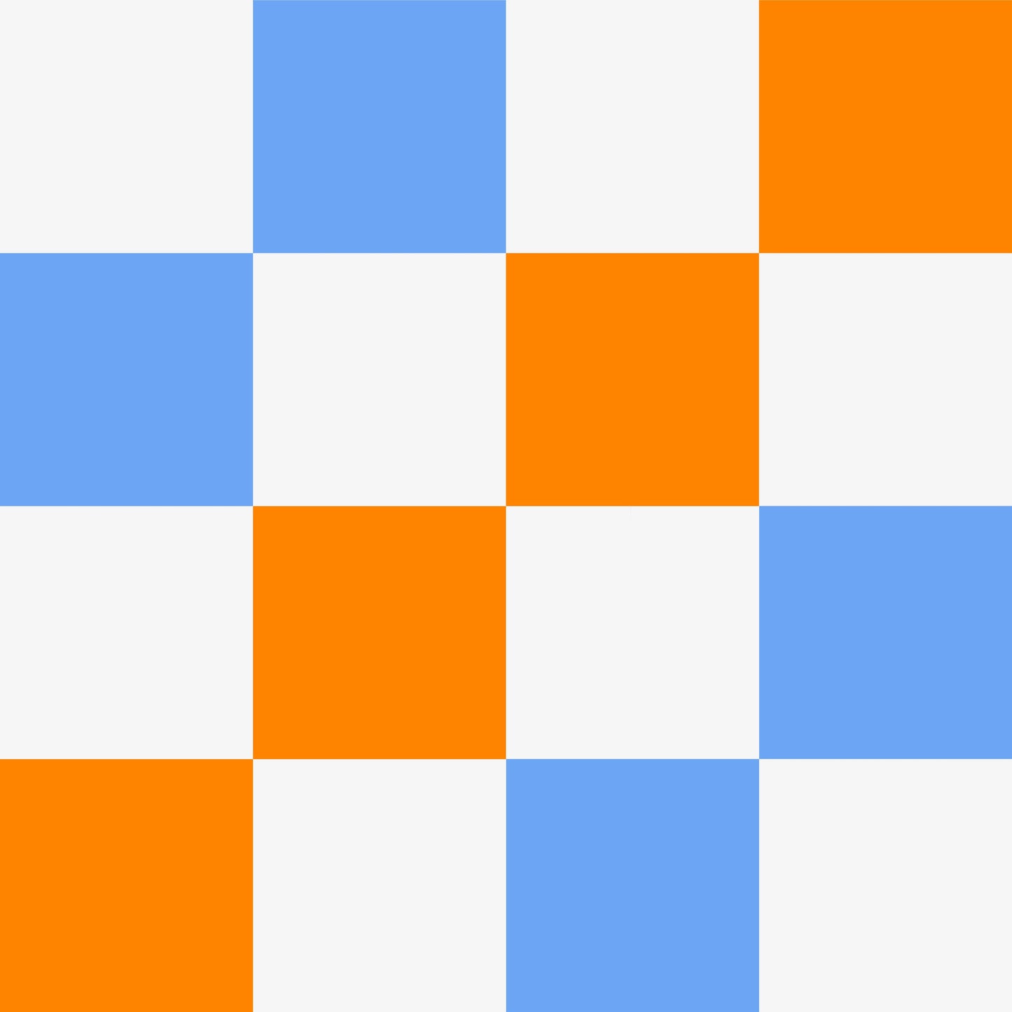 ‘Checkmate’ Checkerboard Kids’ Wallpaper in Scandi Blue and Orange
