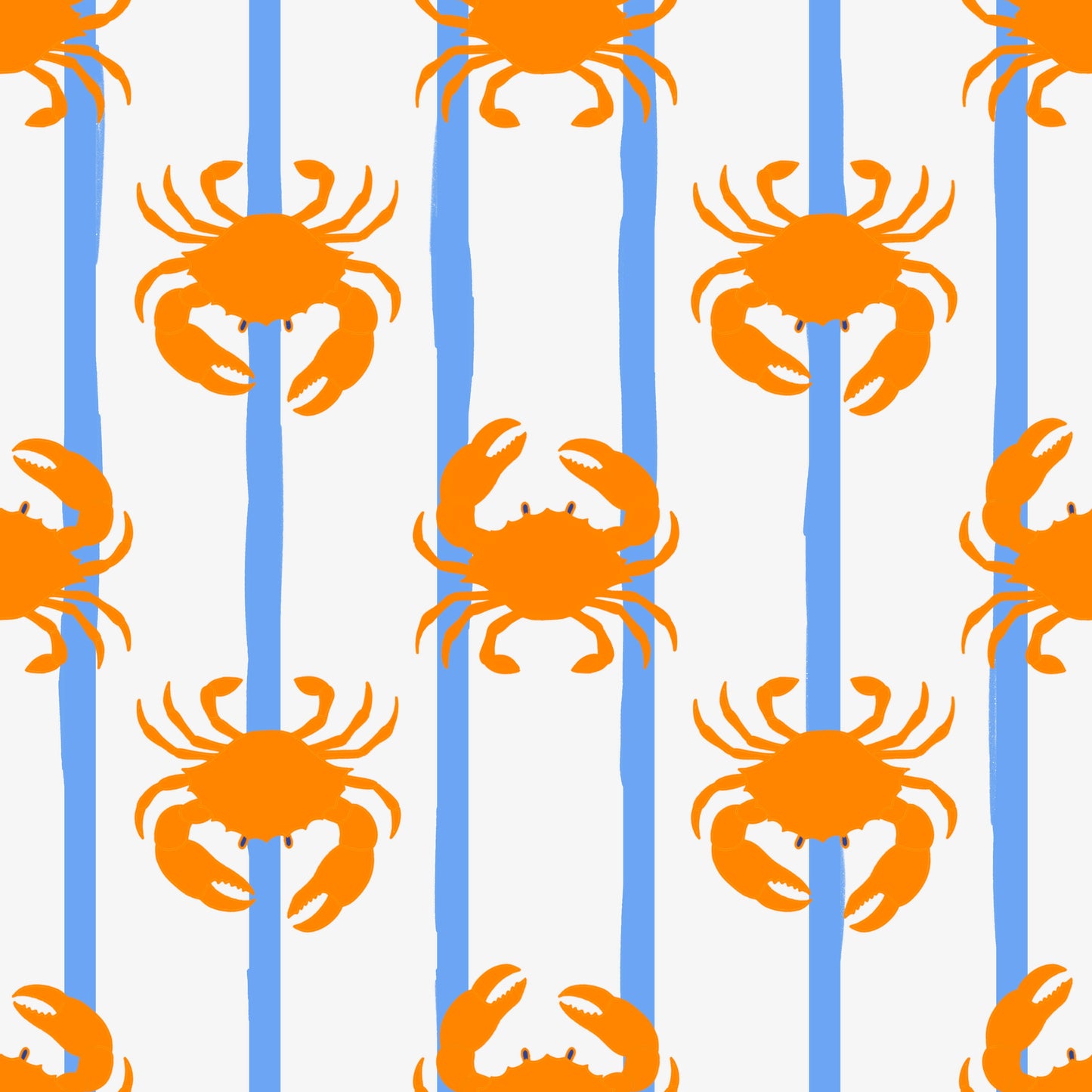 crab wallpaper with blue and white stripes for bathroom, kids room
