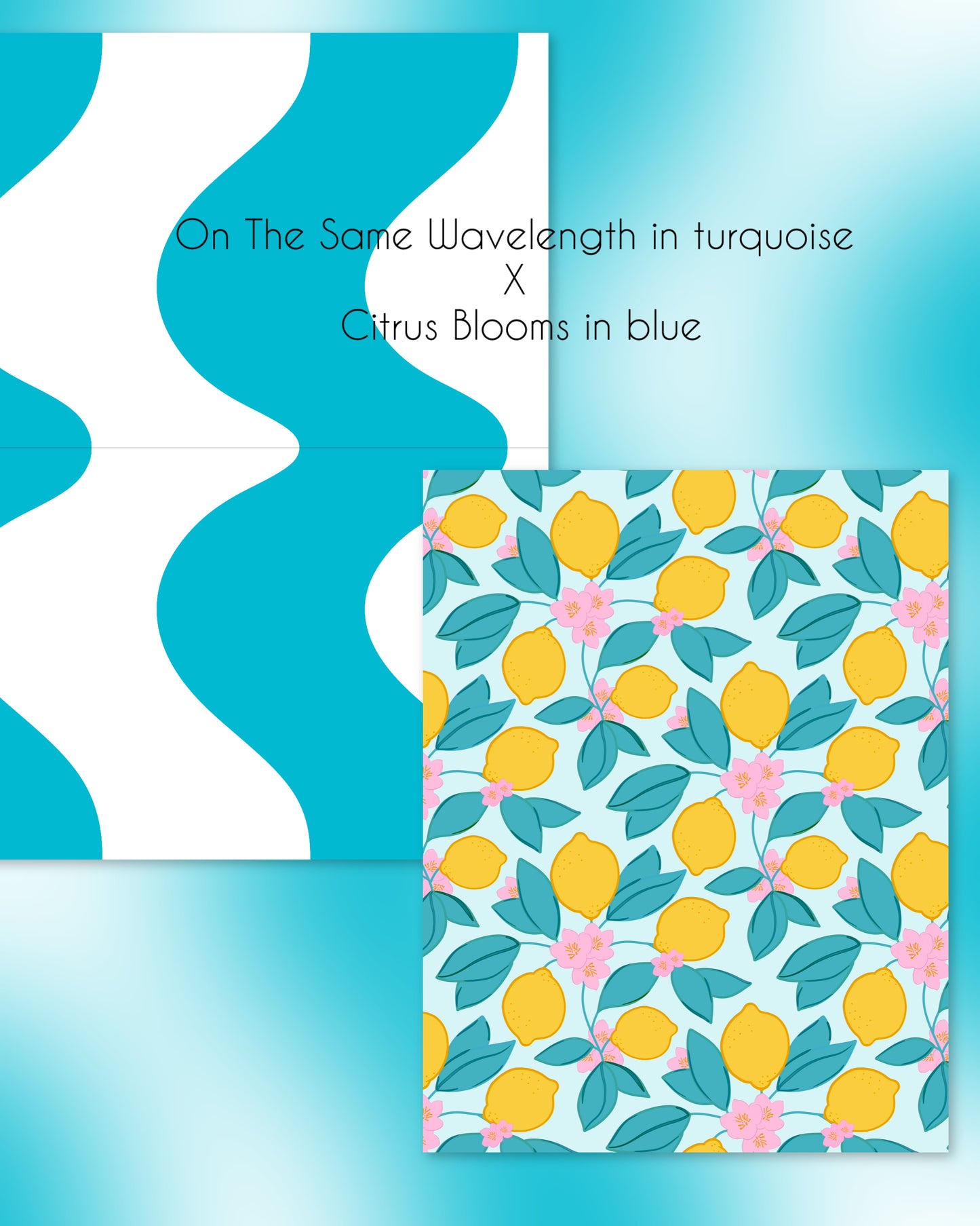 'Citrus Blooms' wallpaper in blue