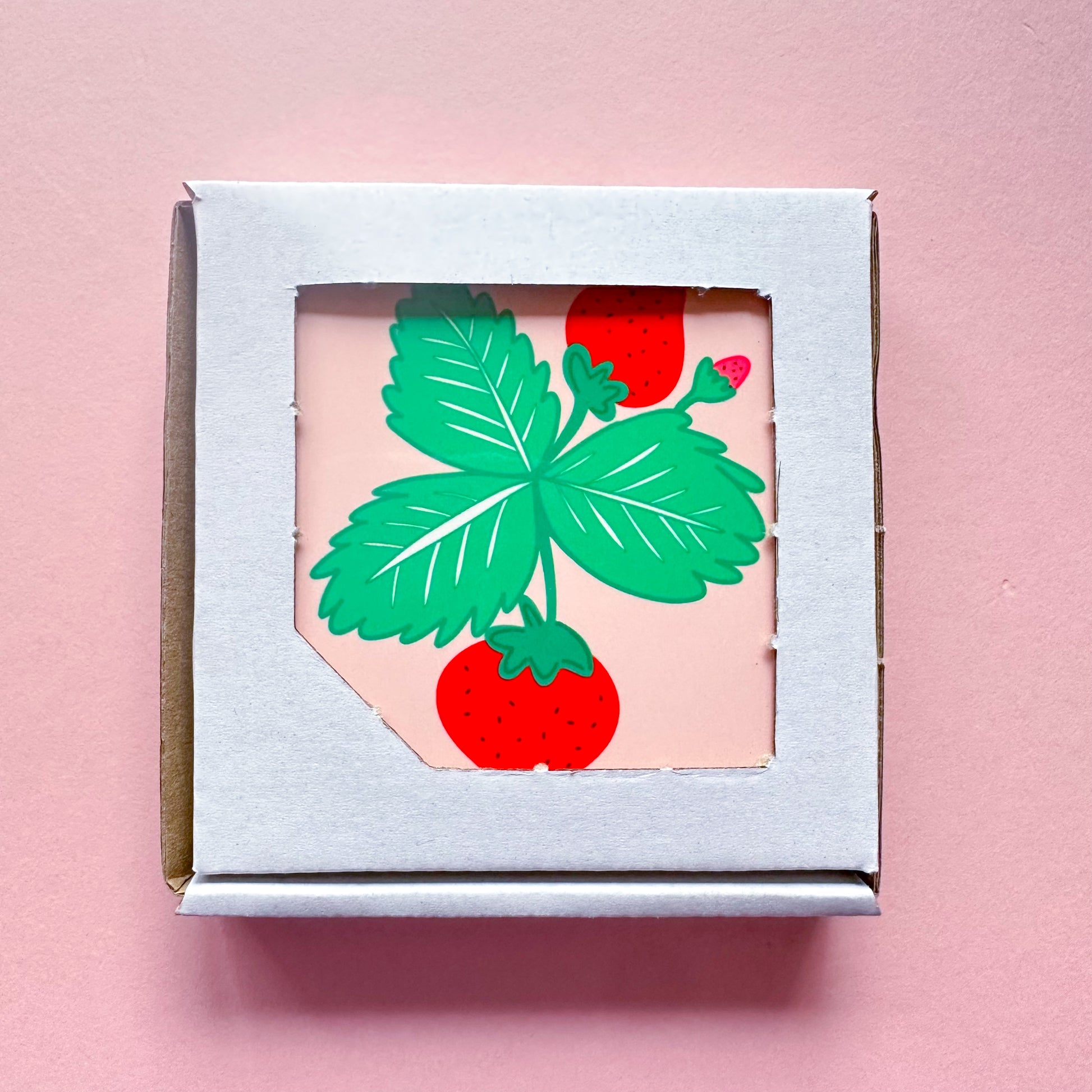 Strawberry coasters, colourful coasters, new home present, strawberry gift