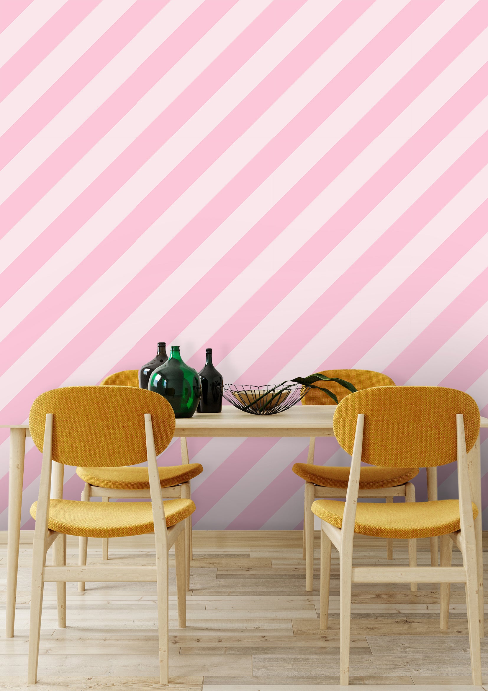 pink striped wallpaper for dining room kids room
