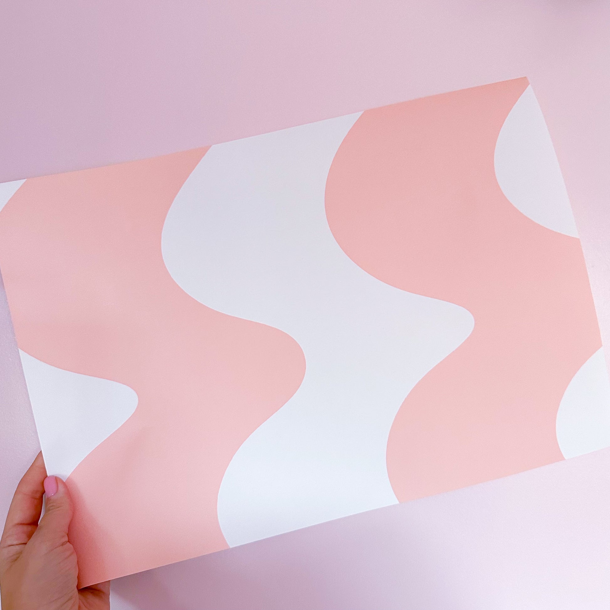 peach colour wallpaper for walls with abstract wavy pattern 