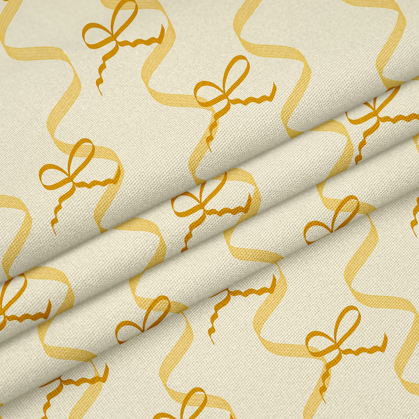 bows and ribbons fabric in yellow