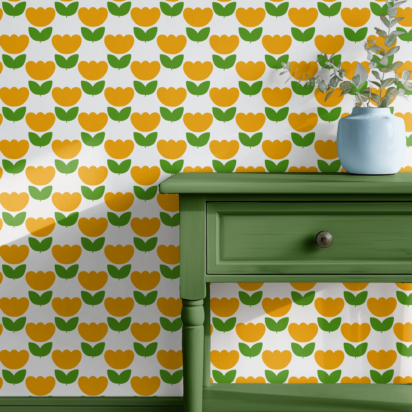 yellow and green tulip wallpaper