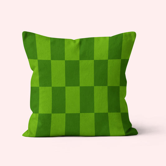 checkered cushion in olive green colour