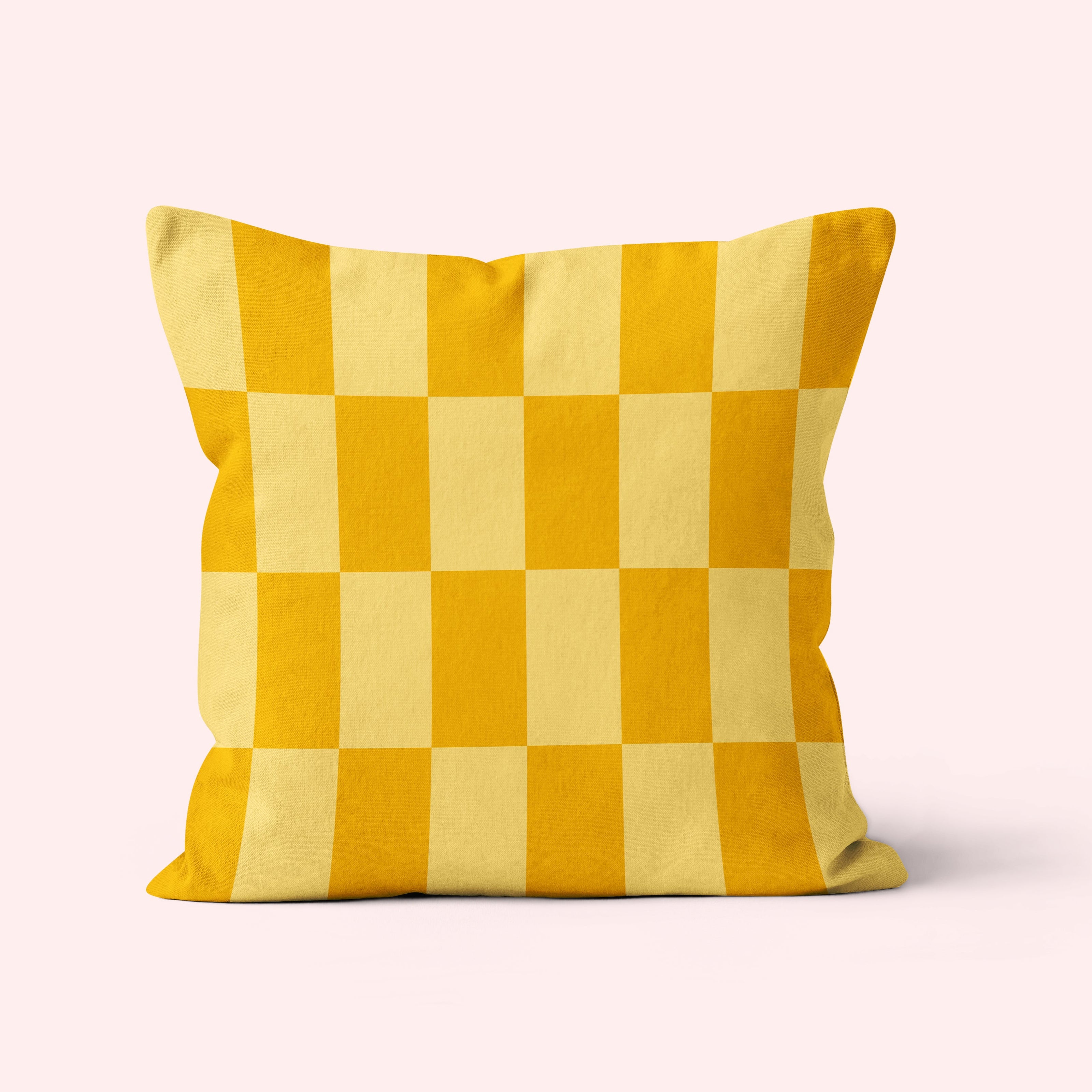 checkered cushion in mustard yellow colour retro vintage home decor