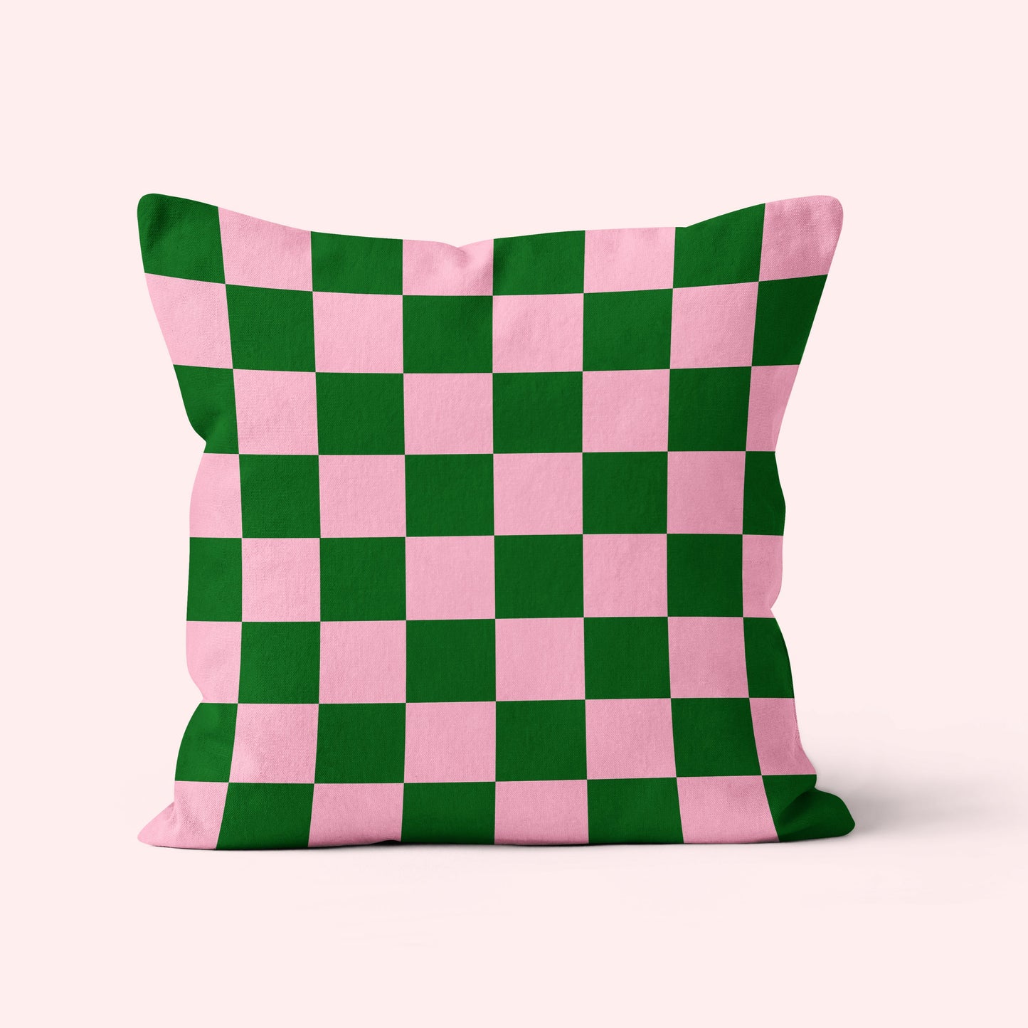 checkerboard cushion in pink and green colours vintage retro style home decor