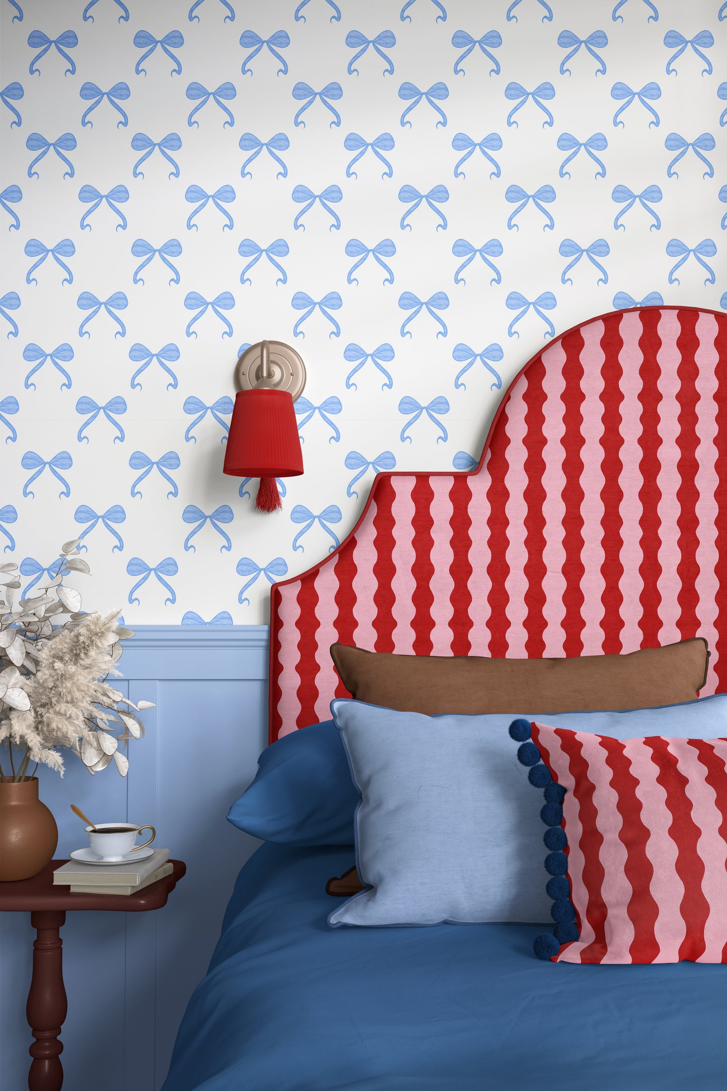 red and pink upholstery fabric for headboard, red wavy fabric, designer fabric, uk fabric, cushion, sofa fabric