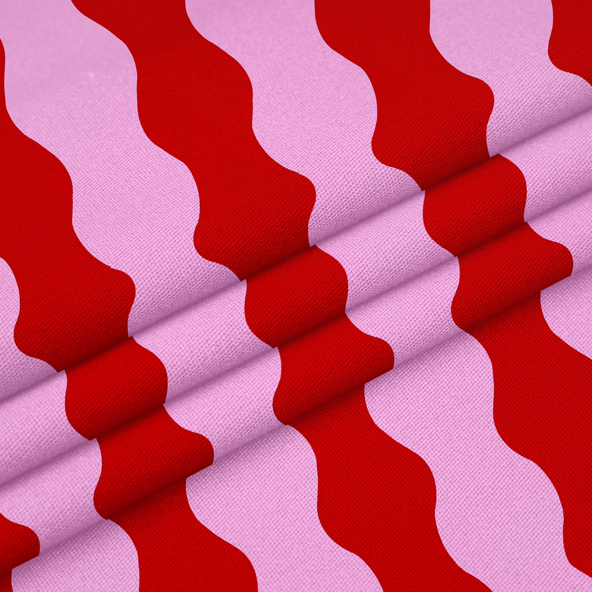 red and pink wavy fabric per metre for upholstery projects