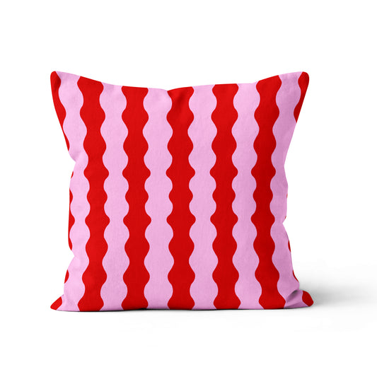 pink and red wavy cushion retro vintage style home decor velvet