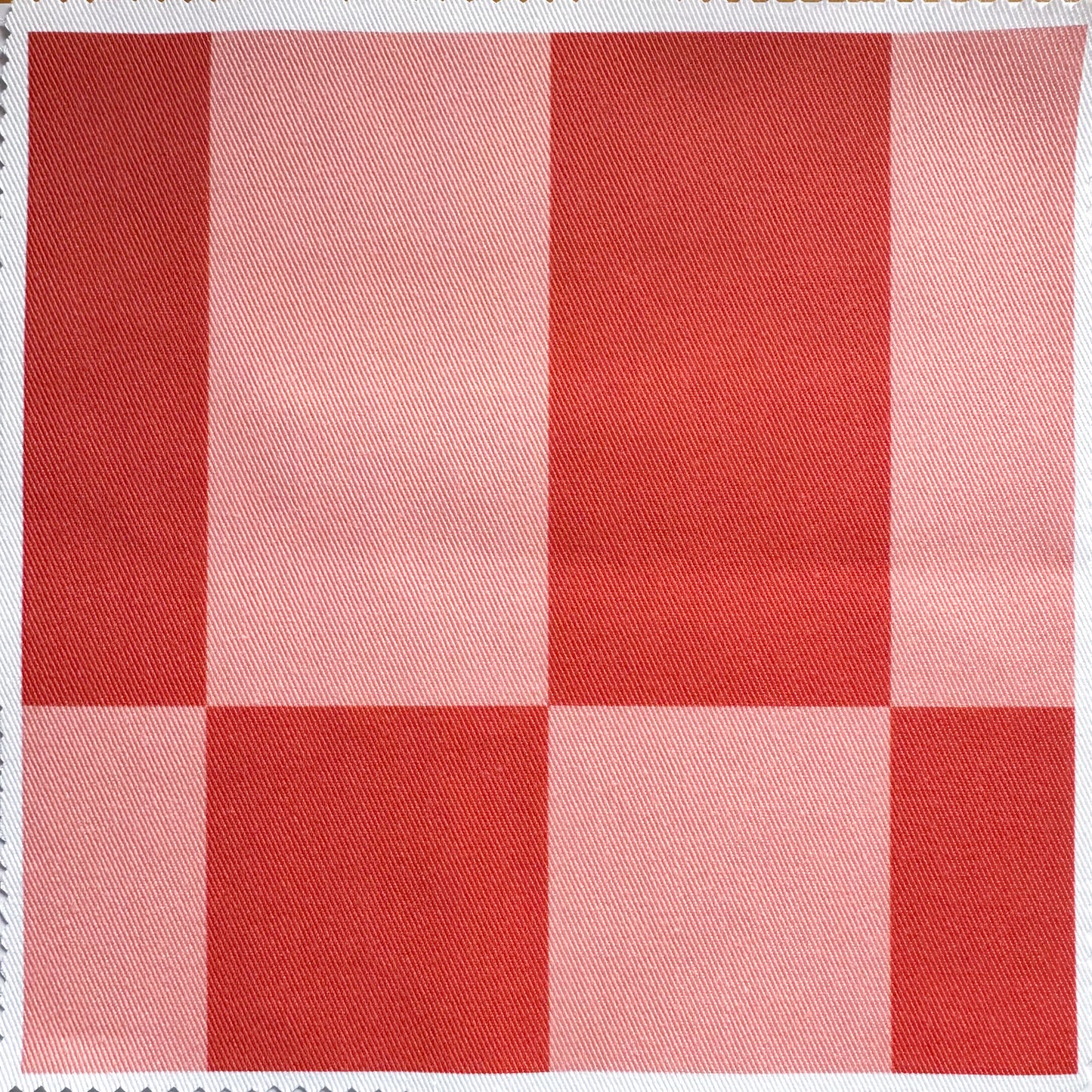 checked cotton fabric in brick red and rose colours, upholstery, sewing project for blinds and curtains
