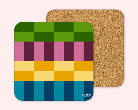 coaster multi colour checkered design 