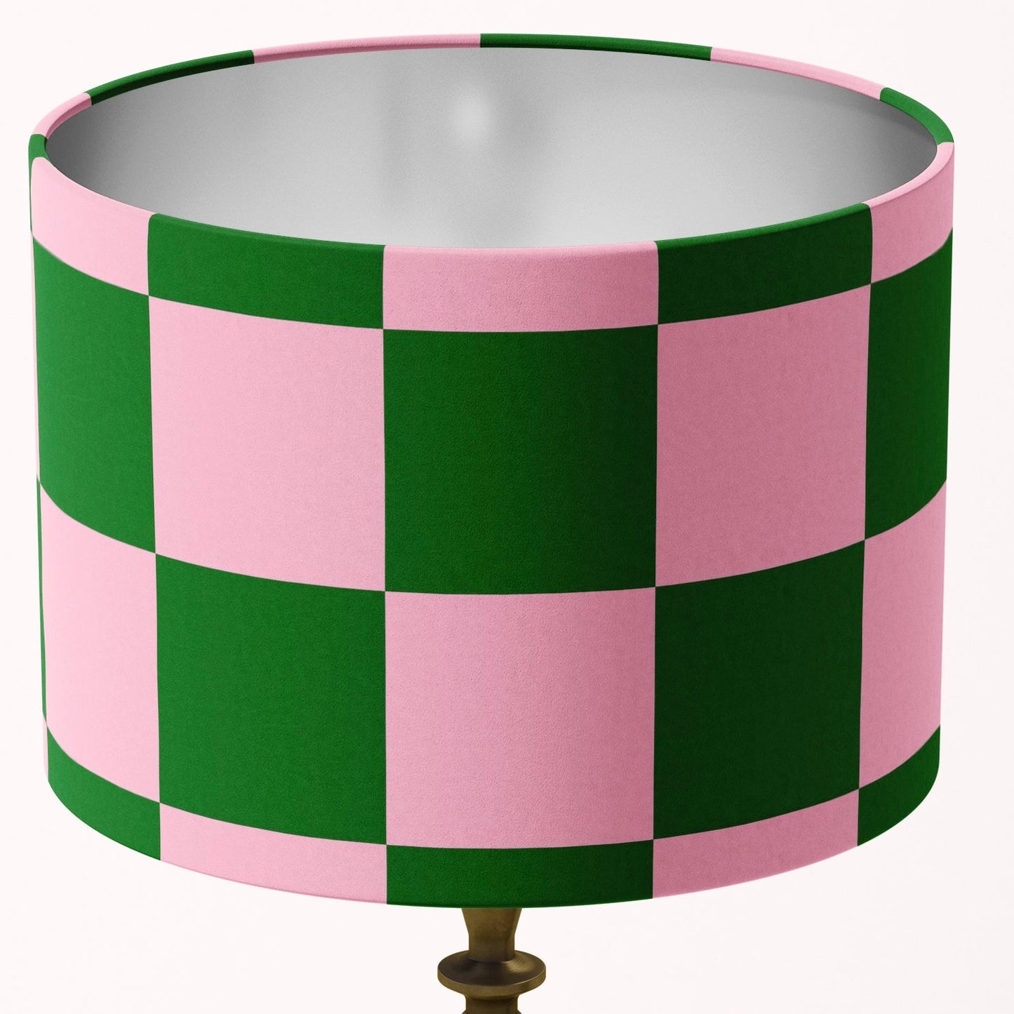 Checkered lampshade with pink and green pattern, pink and green home decor, luxury handmade lampshade