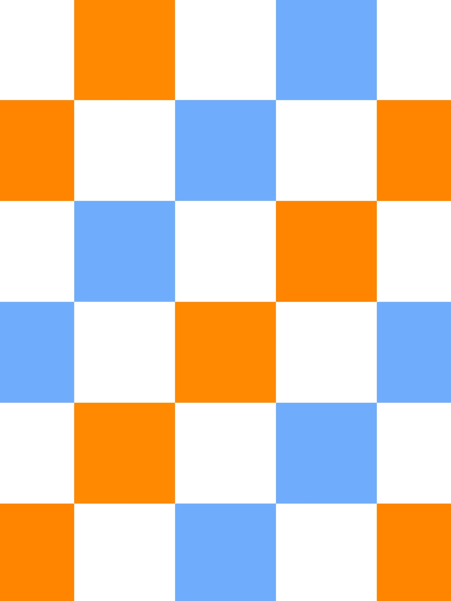 Checkered pattern wallpaper in blue and orange colours