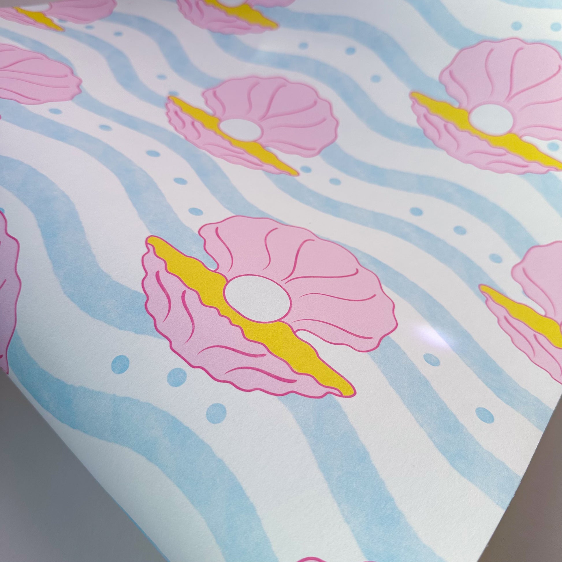 gems of the sea wallpaper roll in pastel blue colour