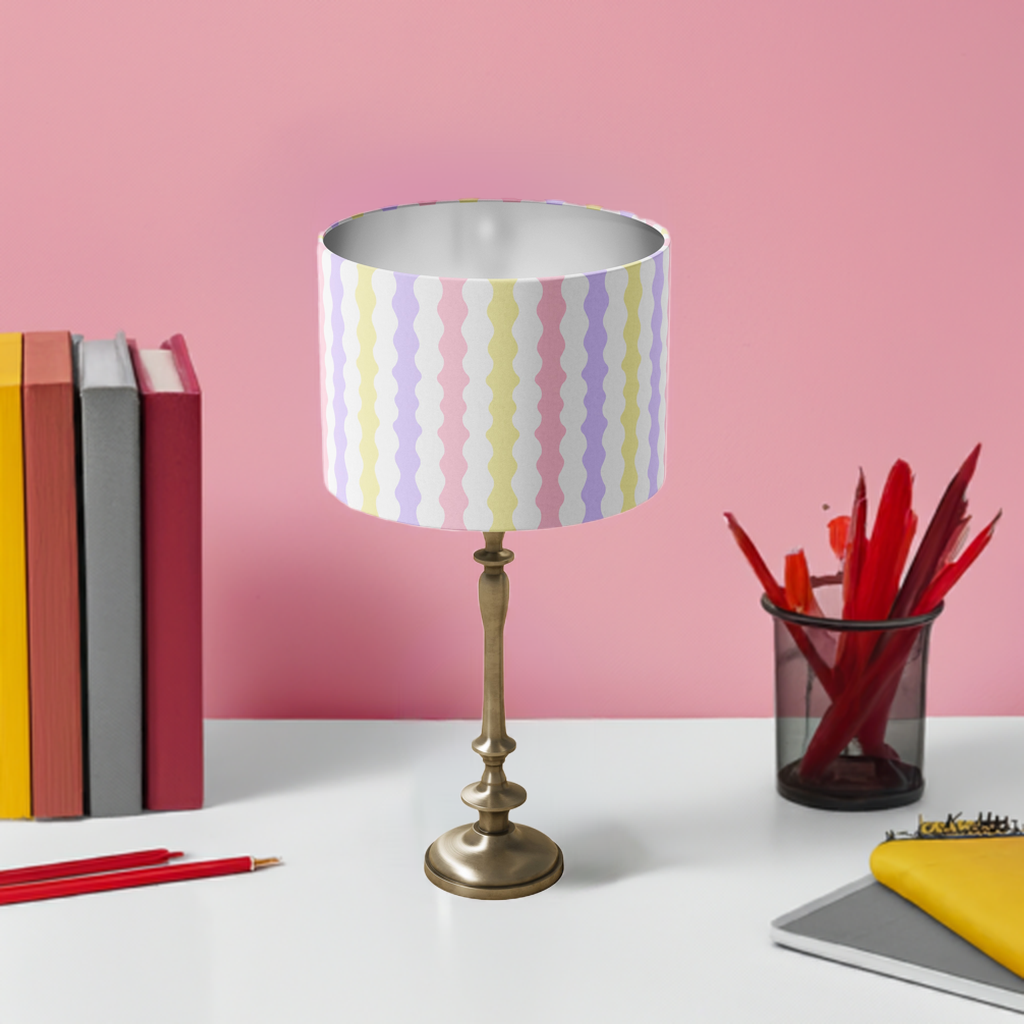 Pastels ‘Wiggle with Me’ wavy lampshade for tabletop or ceiling use