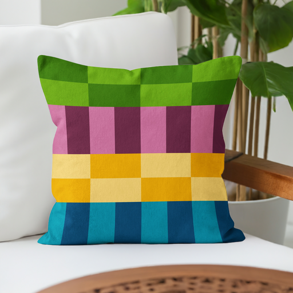 Multicolour velvet cushion for sofa bench chairs yellow, green, pink, blue 