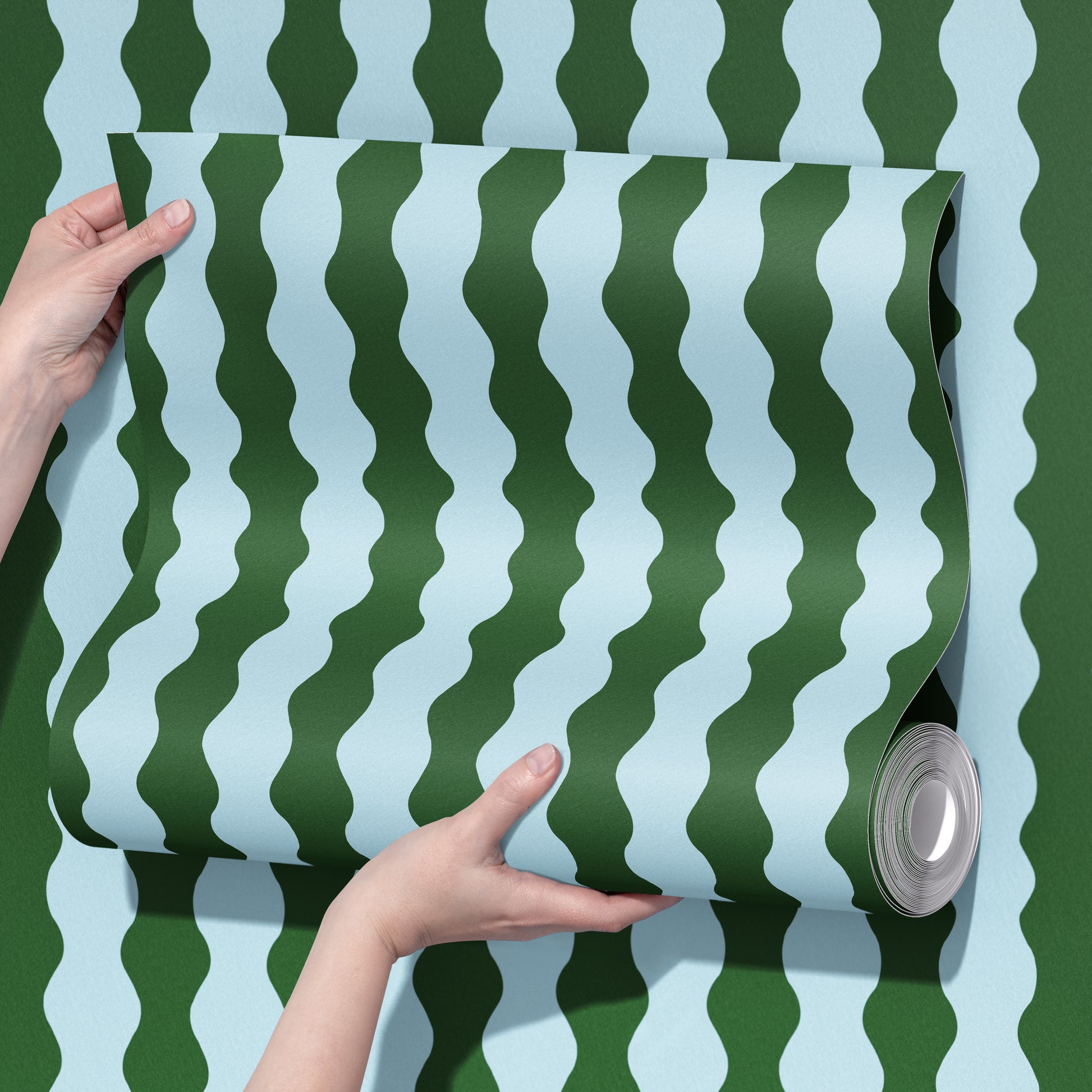 Green and blue wallpaper with wavy pattern wavy wallpaper 