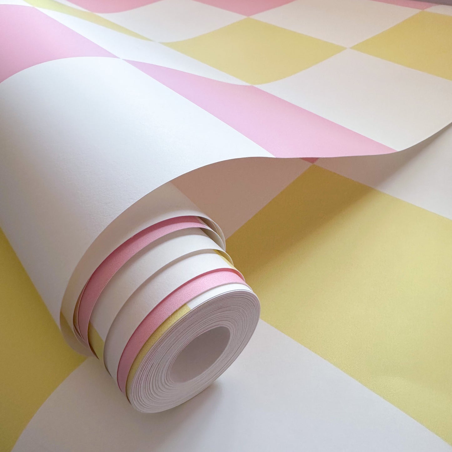 checkered wallpaper yellow pink