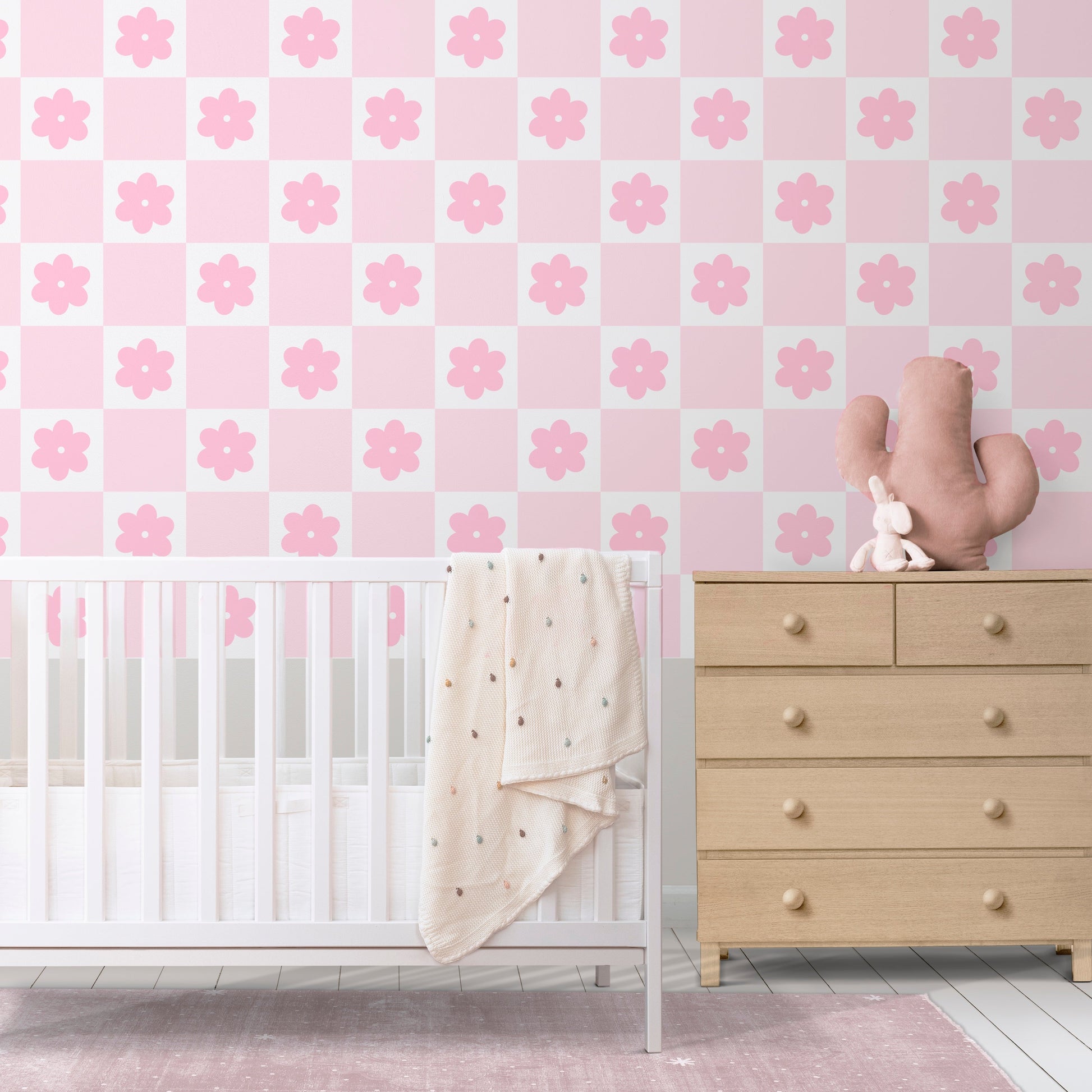 pink girl nursery wallpaper