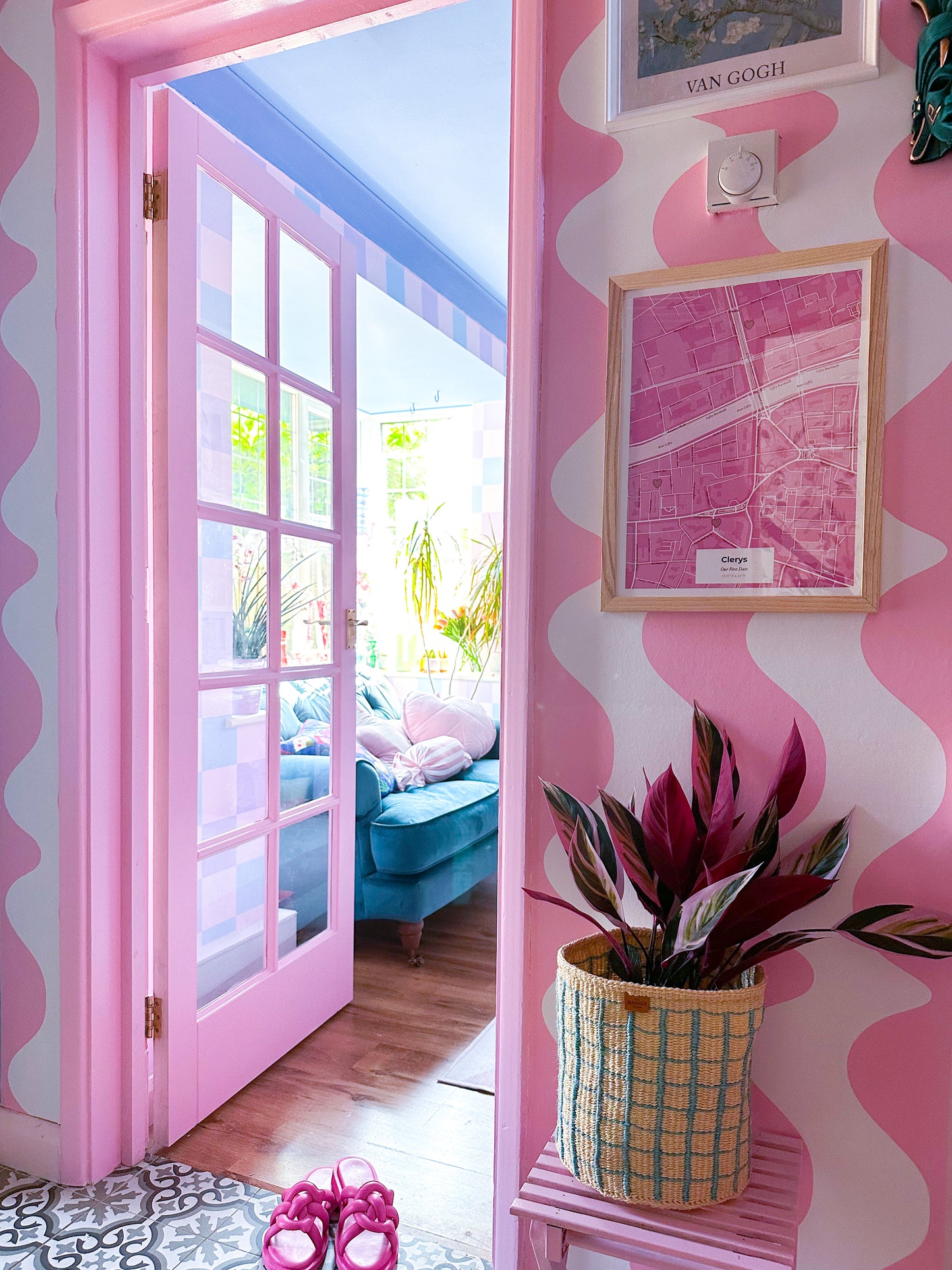 On The Same Wavelength Wallpaper in Pink Candy